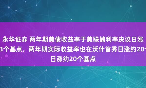 永华证券 两年期美债收益率于美联储利率决议日涨约13.3个基点，两年期实际收益率也在沃什首秀日涨约20个基点