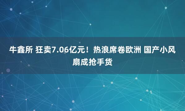 牛鑫所 狂卖7.06亿元！热浪席卷欧洲 国产小风扇成抢手货